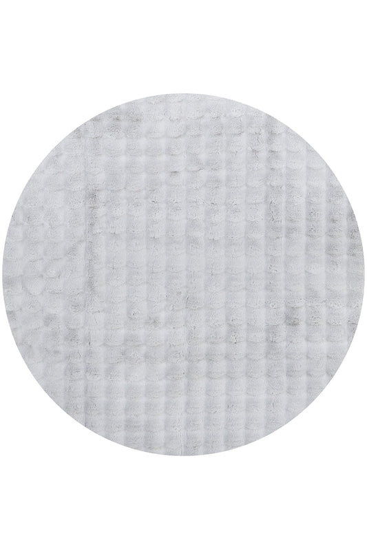 Bubble Silver Round - Machine Washable Rug