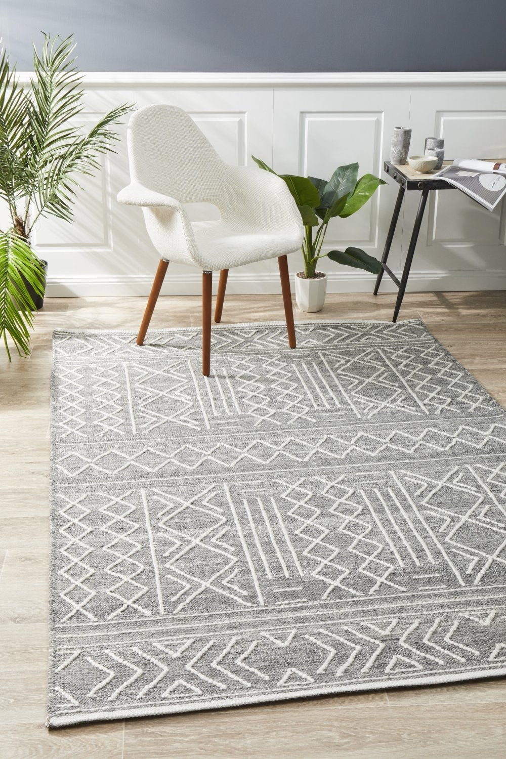 Arya Stitch Woven Rug Silver Grey