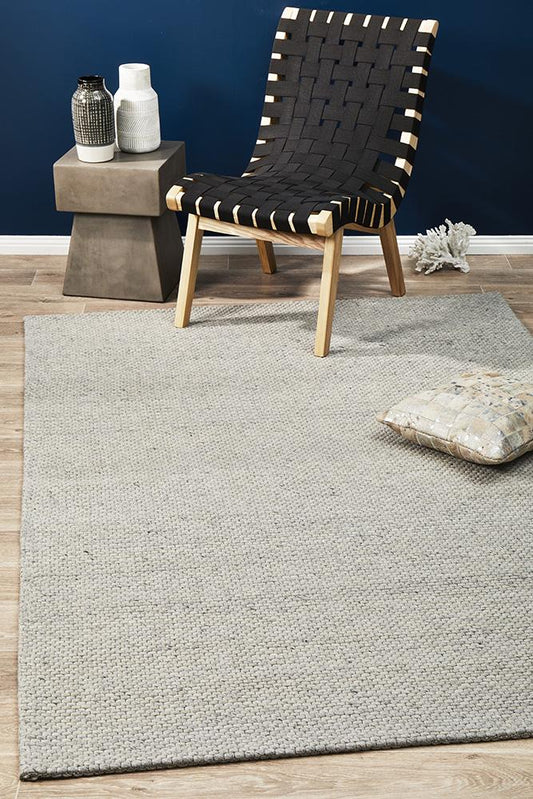 Studio Oskar Felted Wool Striped Rug Grey