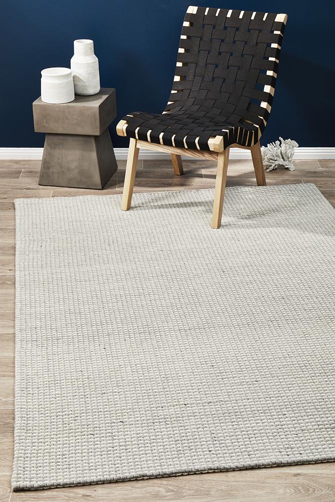 Studio Oskar Felted Wool Striped Rug Grey White