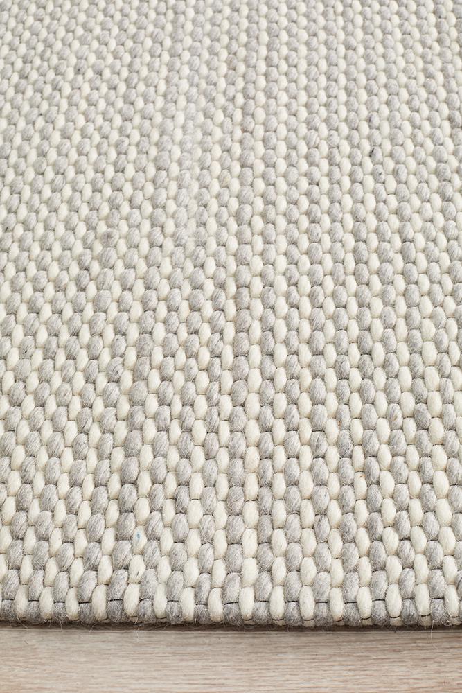 Studio Oskar Felted Wool Striped Rug Grey White