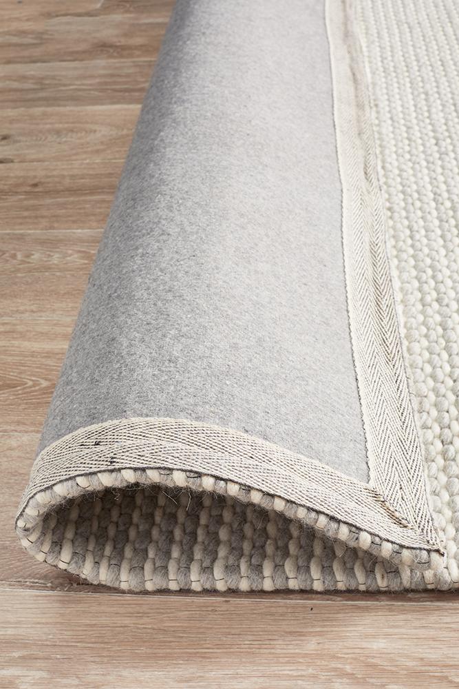 Studio Oskar Felted Wool Striped Rug Grey White