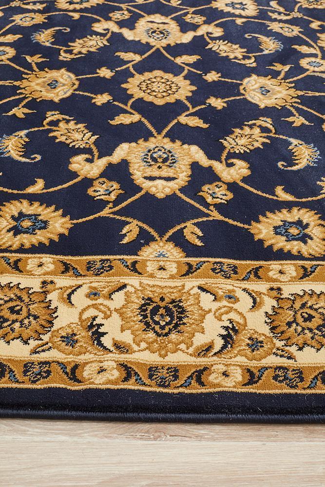 Sydney Collection Classic Rug Blue With Ivory Border