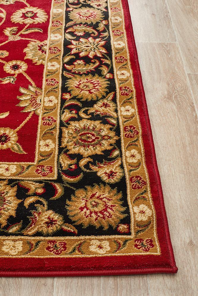 Sydney Collection Classic Rug Red With Black Border