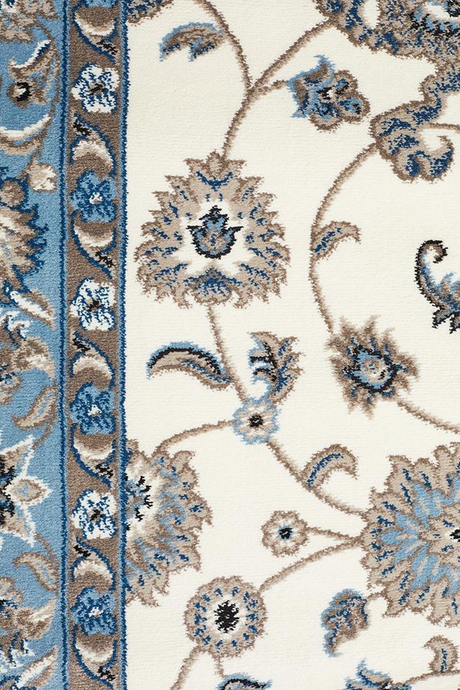 Sydney Collection Classic Rug White With Blue Border