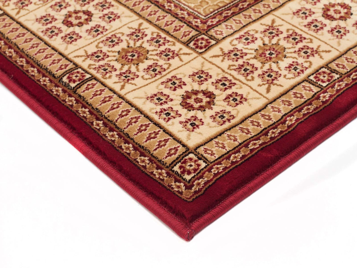 Sydney Panel Pattern Burgundy Ivory Runner Runner Rug