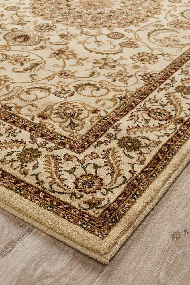 Sydney Collection Medallion Rug Ivory With Ivory Border