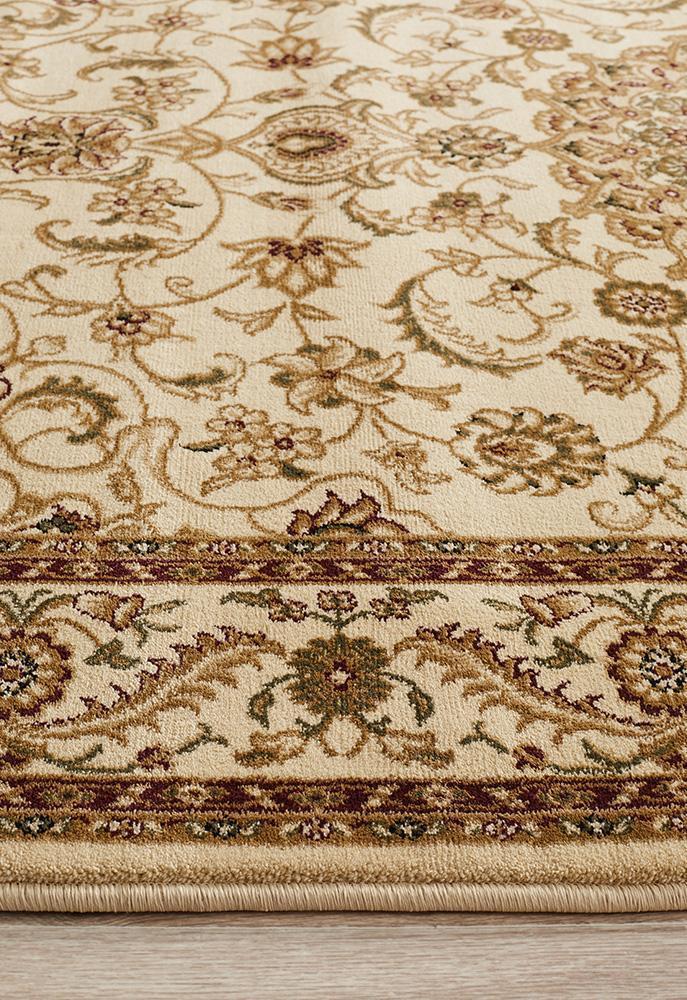 Sydney Collection Medallion Rug Ivory With Ivory Border