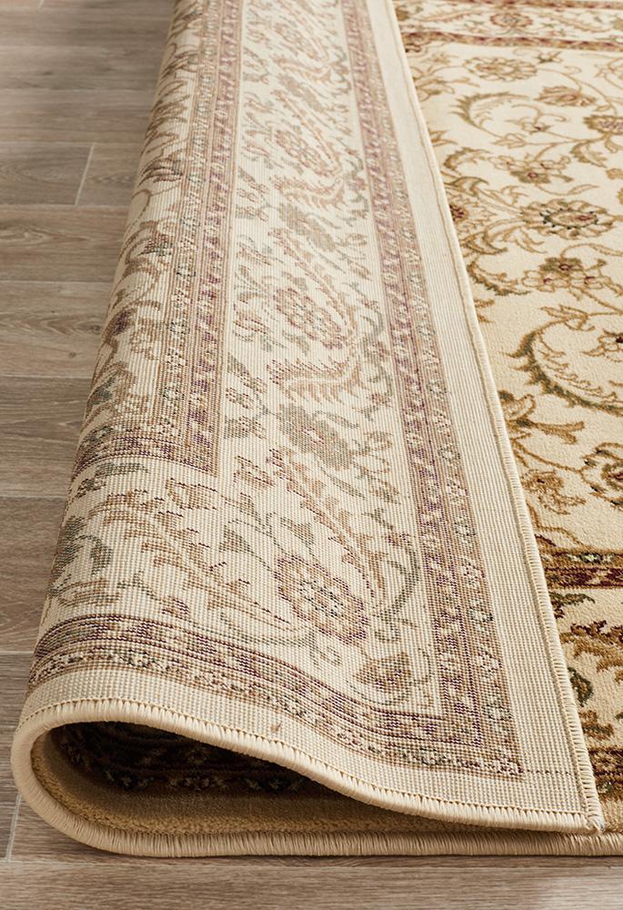 Sydney Collection Medallion Rug Ivory With Ivory Border