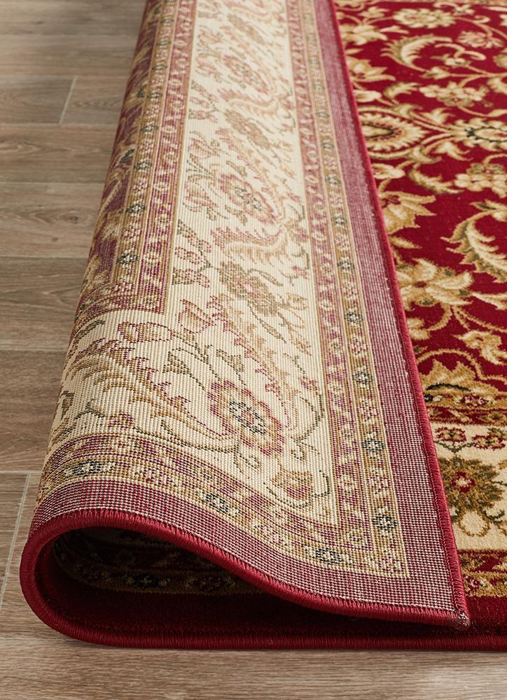 Sydney Collection Medallion Rug Red With Ivory Border