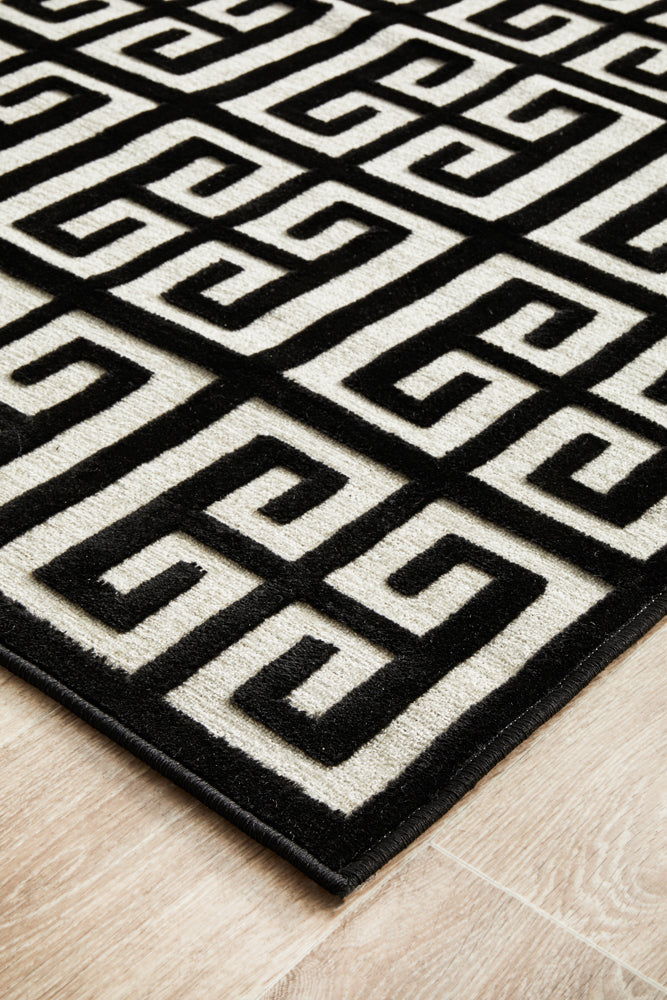 York Brenda Black & Gold Runner Rug