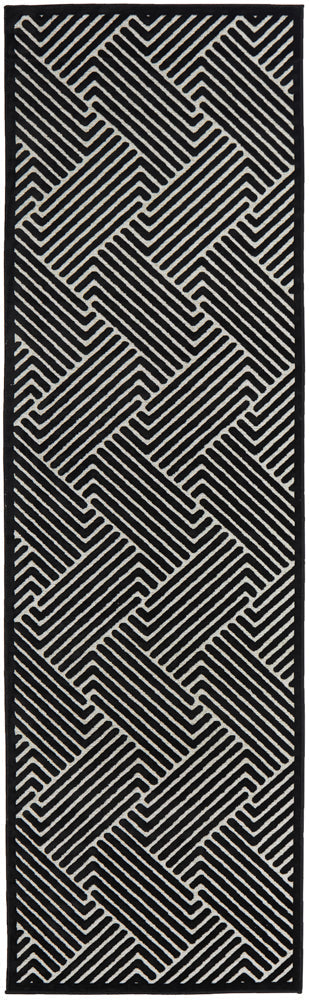 York Cindy Black & Gold Runner Rug