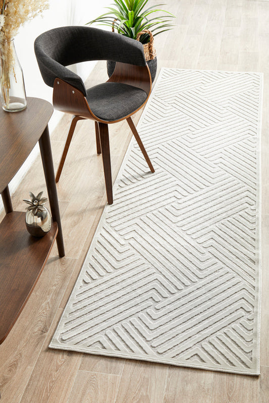 York Cindy  Natural White Runner Rug